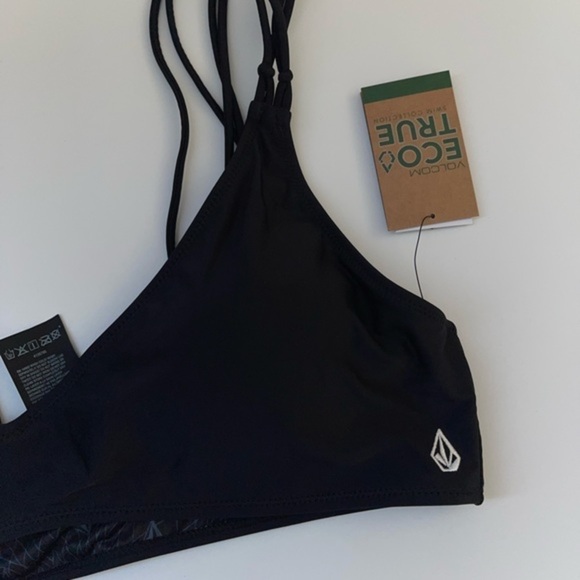 Volcom Women's Simply Solid V Neck Bikini Top, Black, XXL - Picture 6 of 10